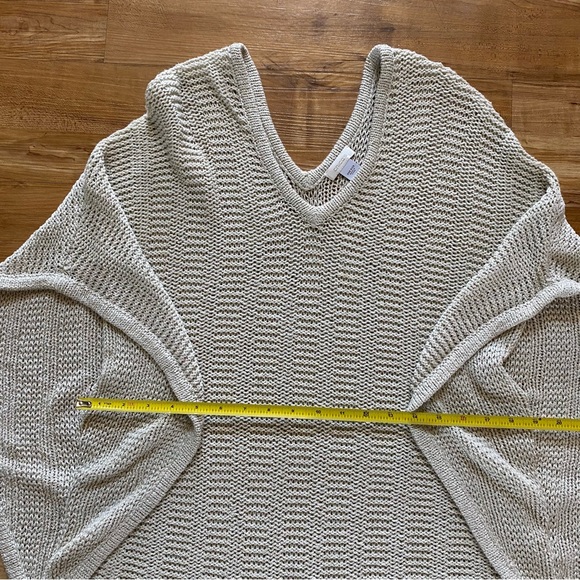 CHICO’S OS Cream Metallic Sparkle Open Knit Kimono Sweater Pullover Lagenlook - Picture 16 of 16